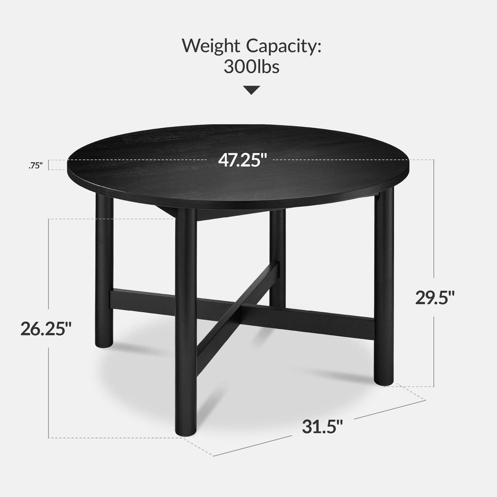 47in Round Solid Wood Dining Table Modern Farmhouse Table For 4