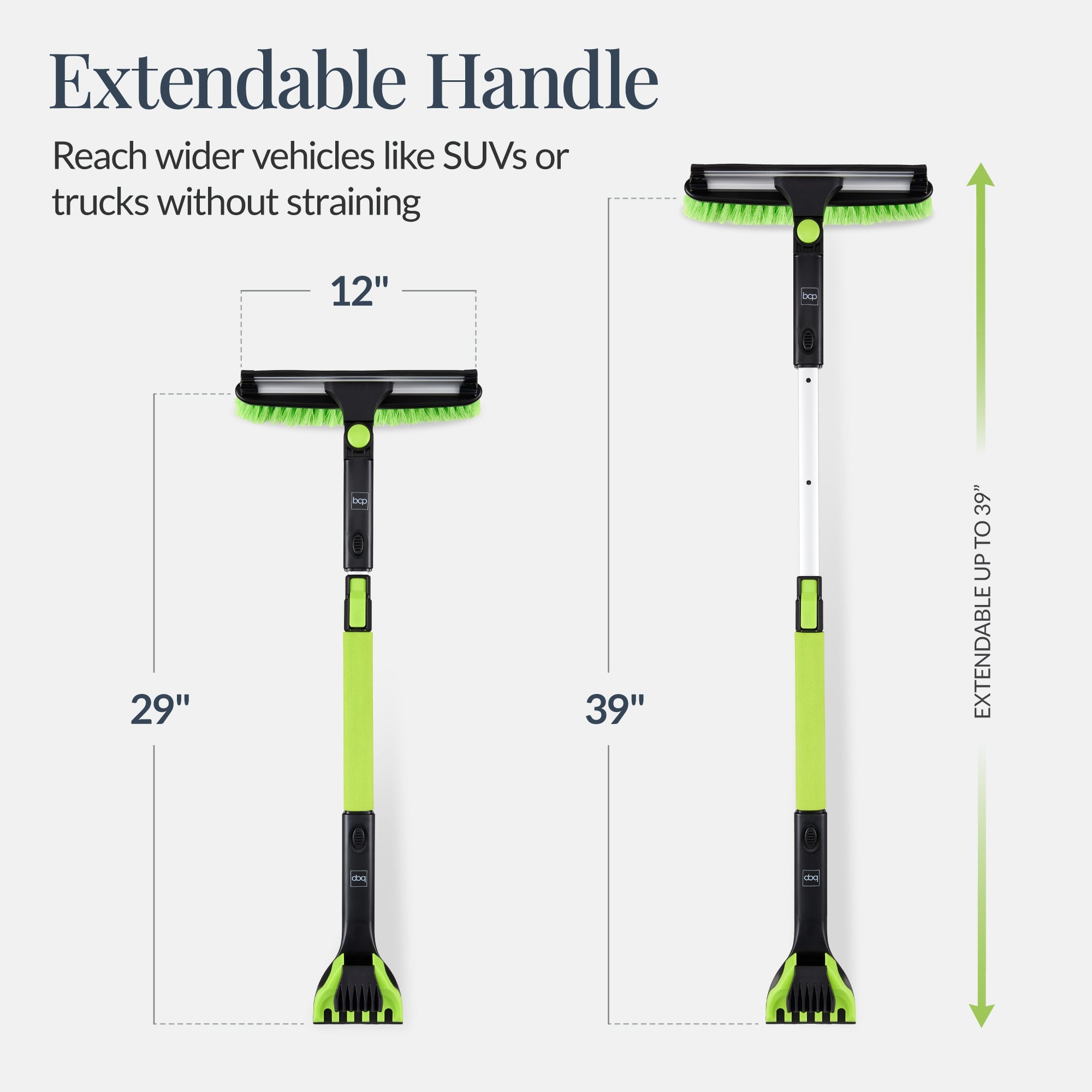 39\" Extendable Snow Brush with Squeegee and Ice Scraper