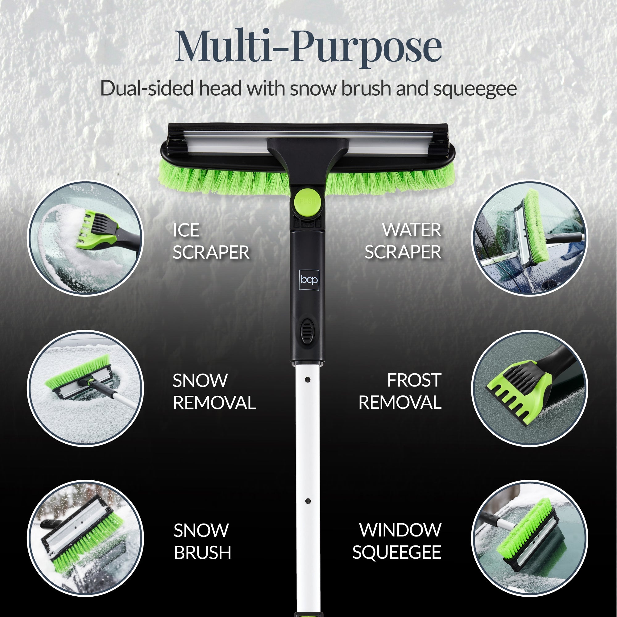 39\" Extendable Snow Brush with Squeegee and Ice Scraper