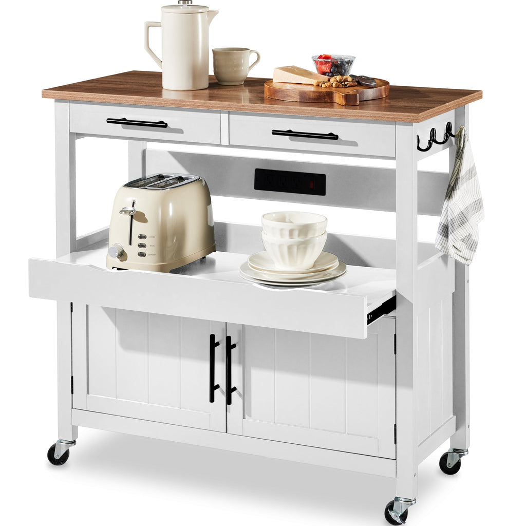 36in Large Rolling Kitchen Island Cart 2-Door Cabinet Outlet & Wheels
