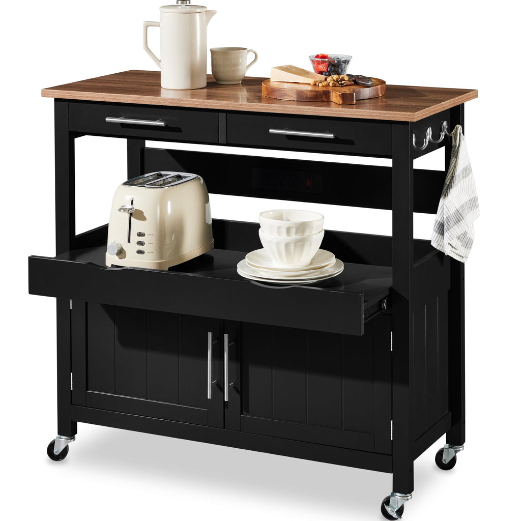 36in Large Rolling Kitchen Island Cart 2-Door Cabinet Outlet & Wheels