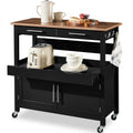 36in Large Rolling Kitchen Island Cart 2-Door Cabinet Outlet & Wheels