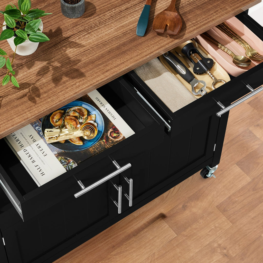 36in Large Rolling Kitchen Island Cart 2-Door Cabinet Outlet & Wheels