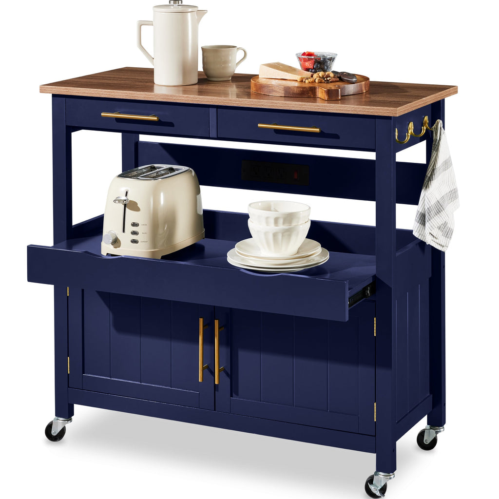 36in Large Rolling Kitchen Island Cart 2-Door Cabinet Outlet & Wheels