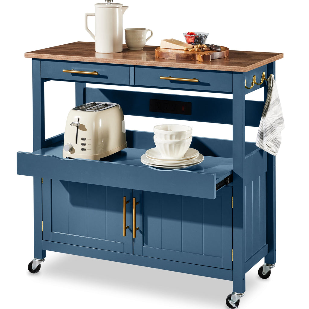 36in Large Rolling Kitchen Island Cart 2-Door Cabinet Outlet & Wheels