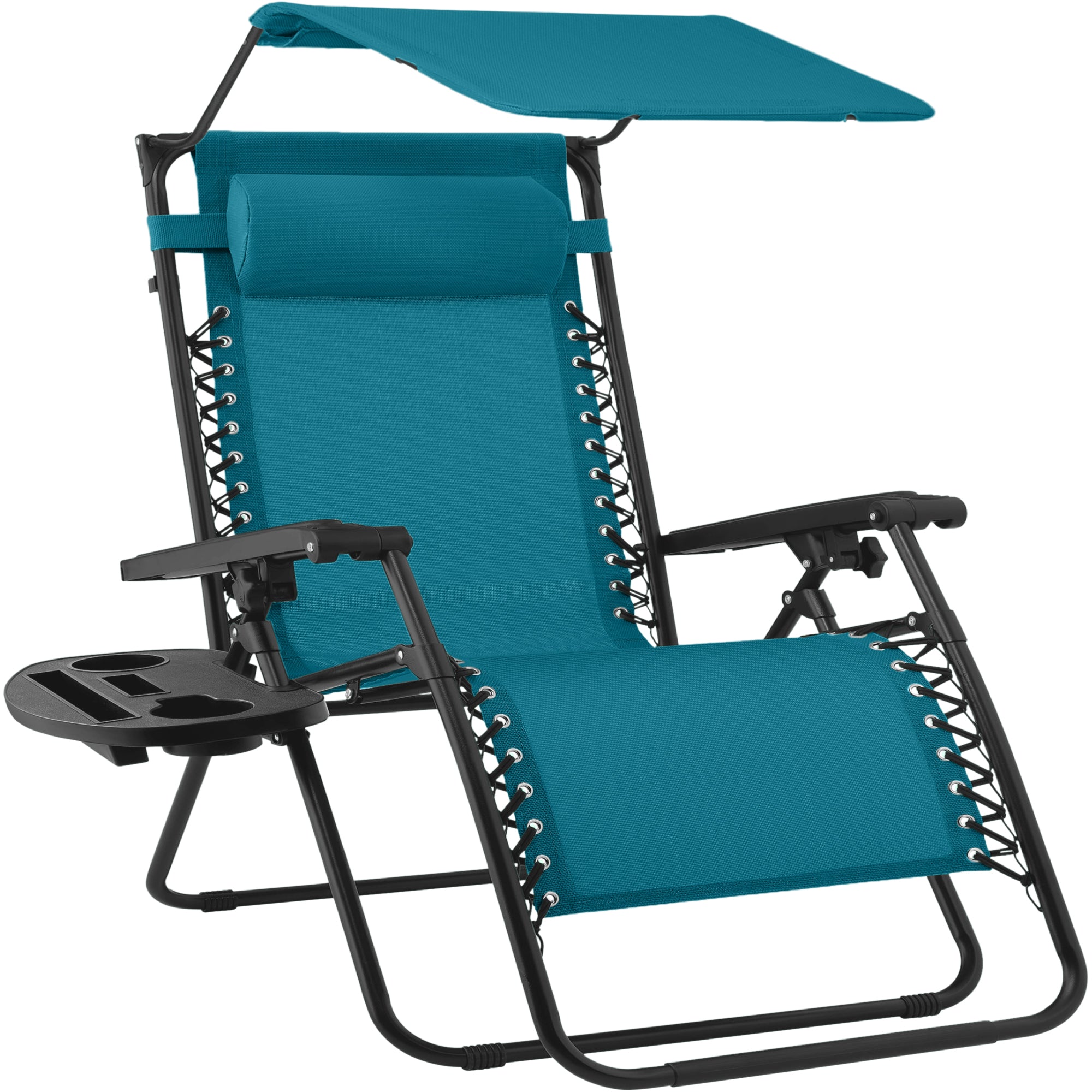30\" Wide Folding Zero Gravity Patio Lounge Chair w/Adjustable Canopy Shade