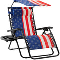 30\" Wide Folding Zero Gravity Patio Lounge Chair w/Adjustable Canopy Shade