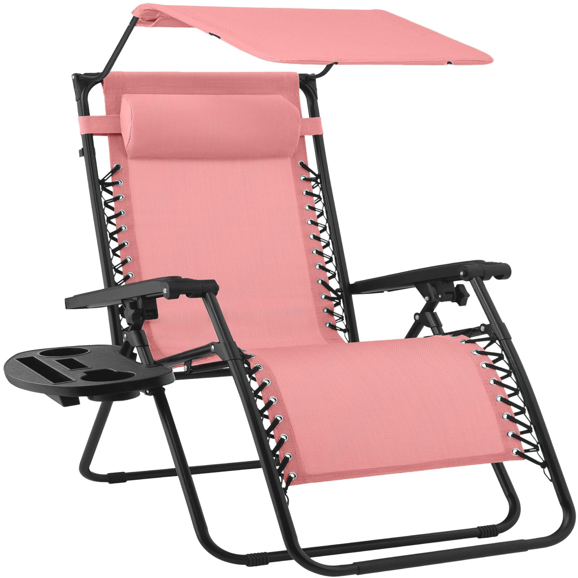 30\" Wide Folding Zero Gravity Patio Lounge Chair w/Adjustable Canopy Shade