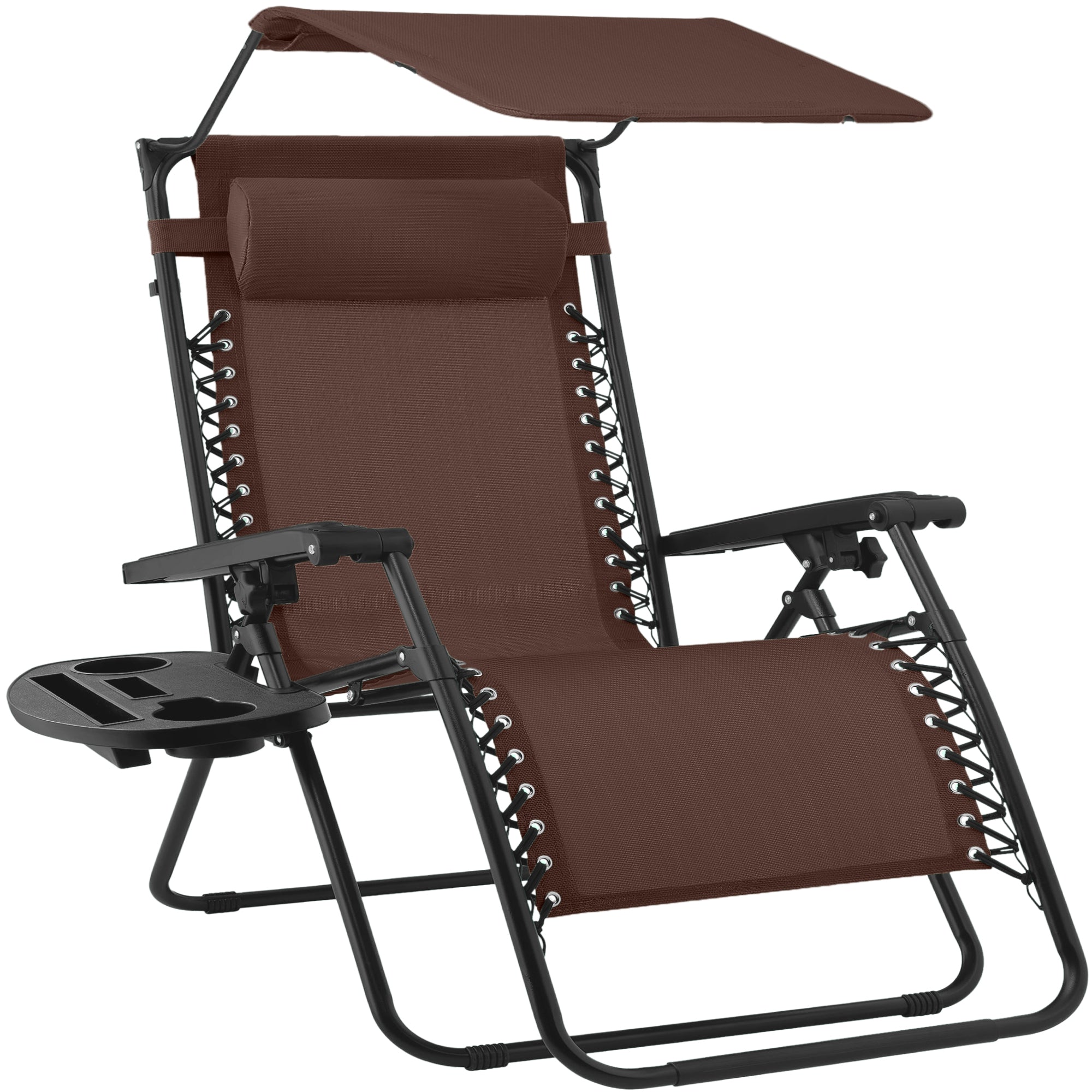 30\" Wide Folding Zero Gravity Patio Lounge Chair w/Adjustable Canopy Shade