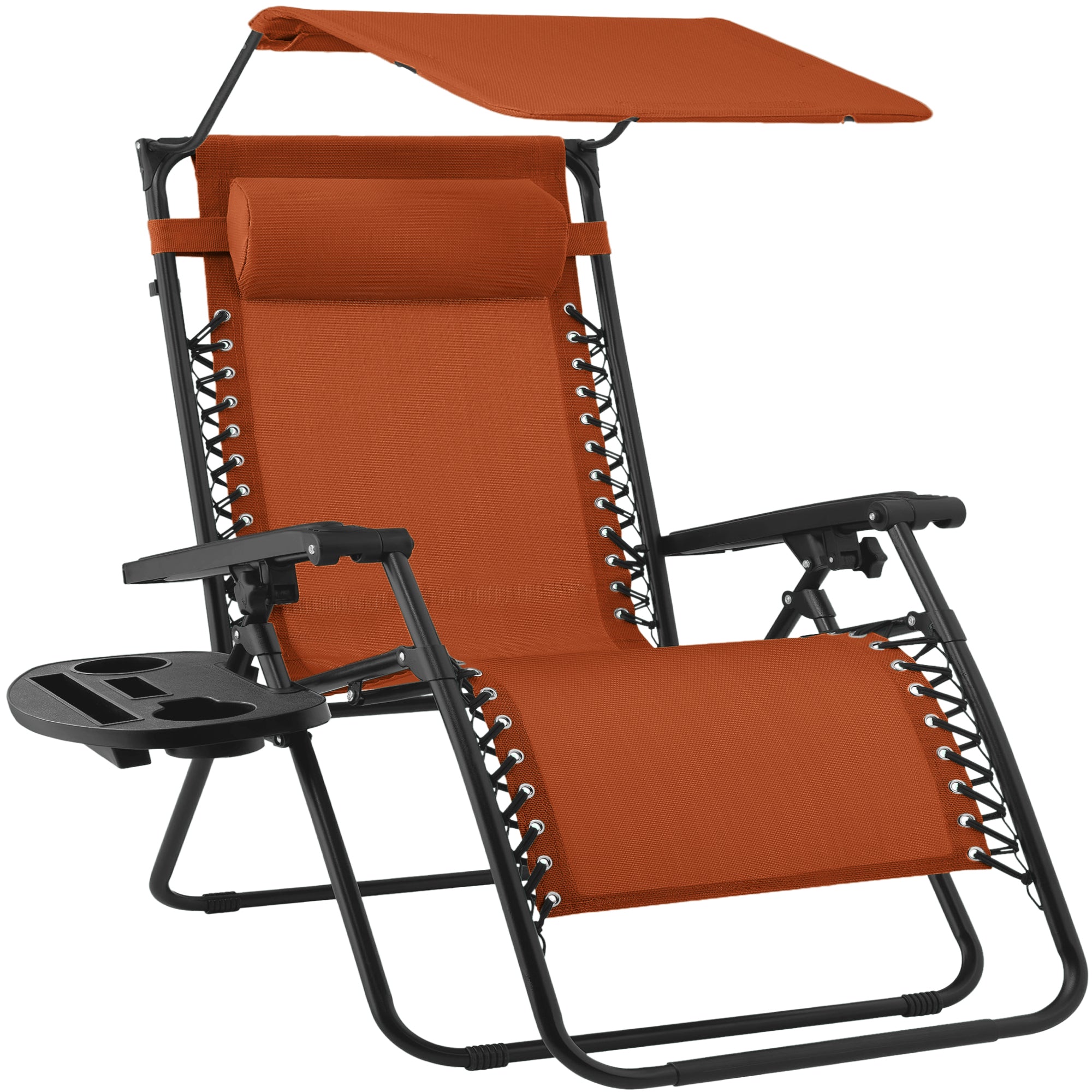 30\" Wide Folding Zero Gravity Patio Lounge Chair w/Adjustable Canopy Shade