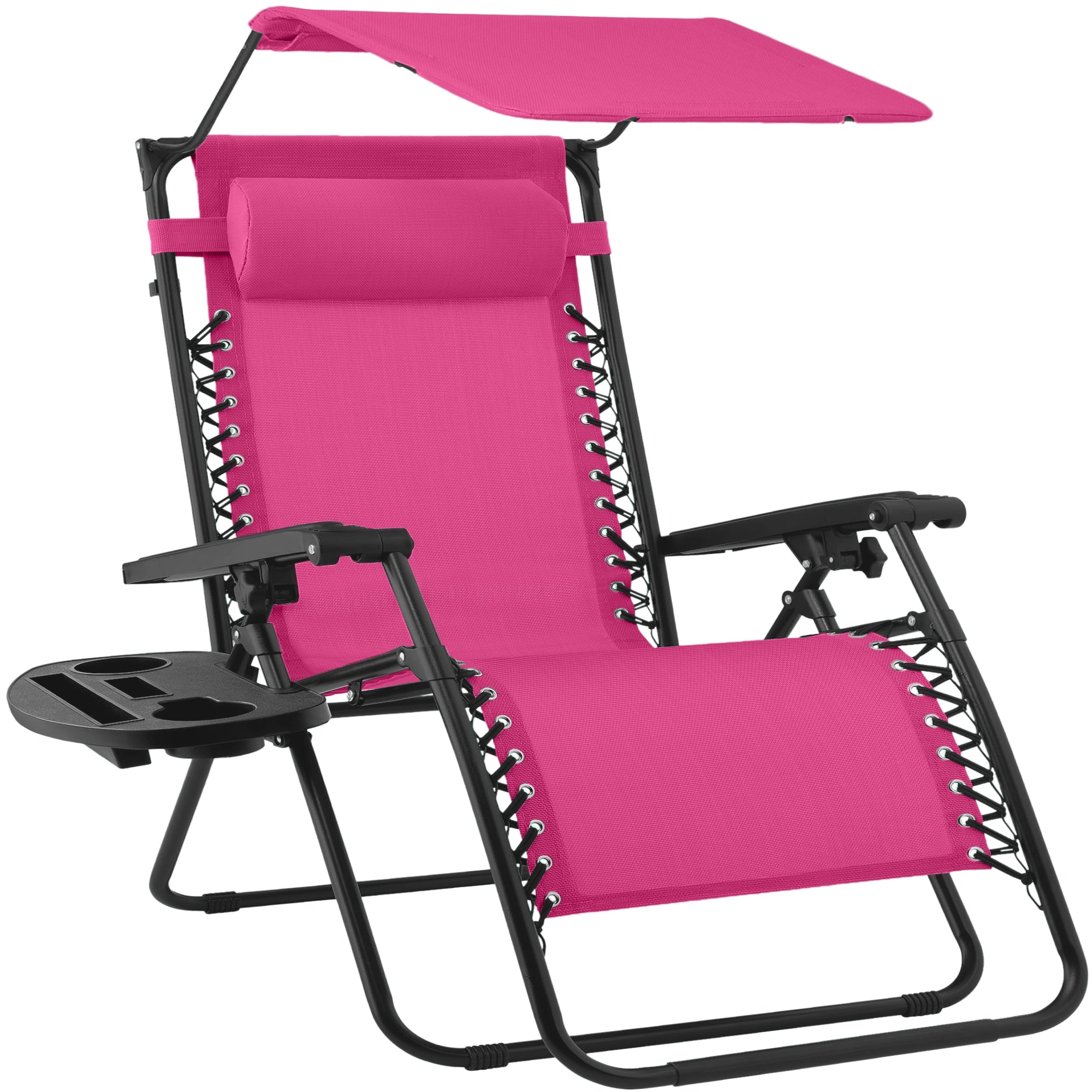 30\" Wide Folding Zero Gravity Patio Lounge Chair w/Adjustable Canopy Shade