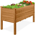 48\" x 24\" x 30\" Raised Wooden Garden Bed w/16\" Depth Elevated Wood Planter
