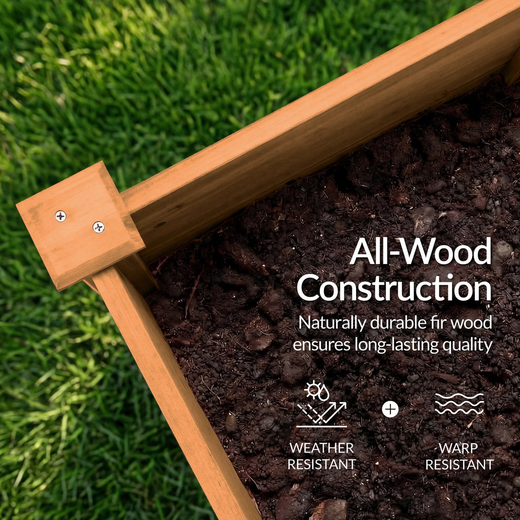 48\" x 24\" x 30\" Raised Wooden Garden Bed w/16\" Depth Elevated Wood Planter