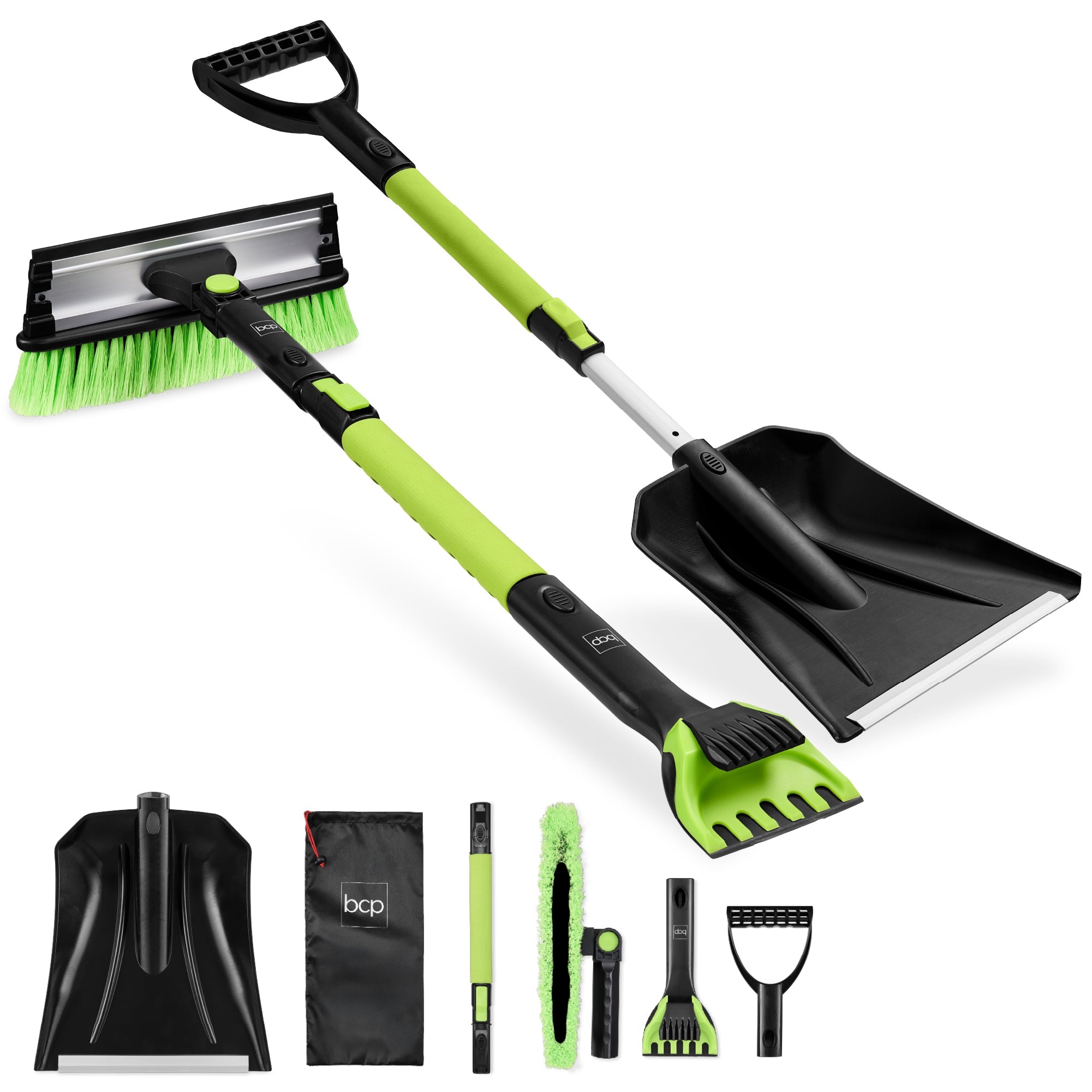 4 in 1 Snow Brush with Shovel Ice Scraper & Squeegee w/Storage Bag