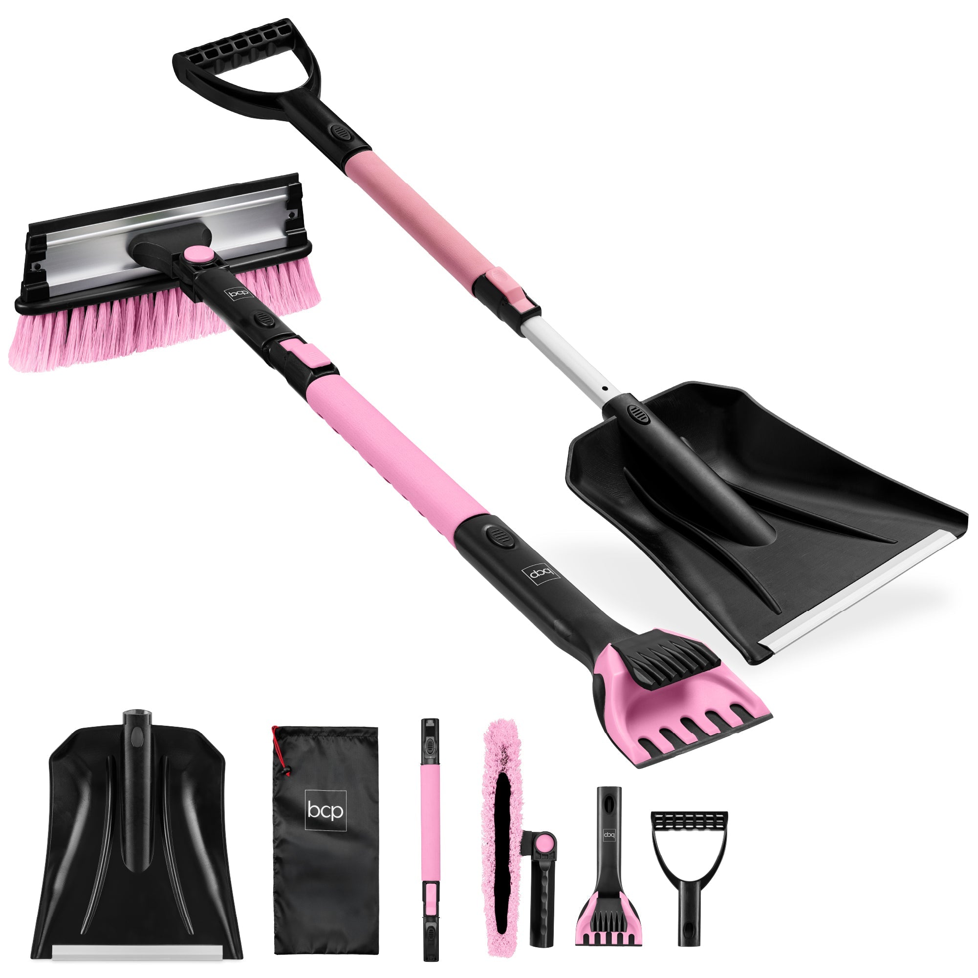 4 in 1 Snow Brush with Shovel Ice Scraper & Squeegee w/Storage Bag