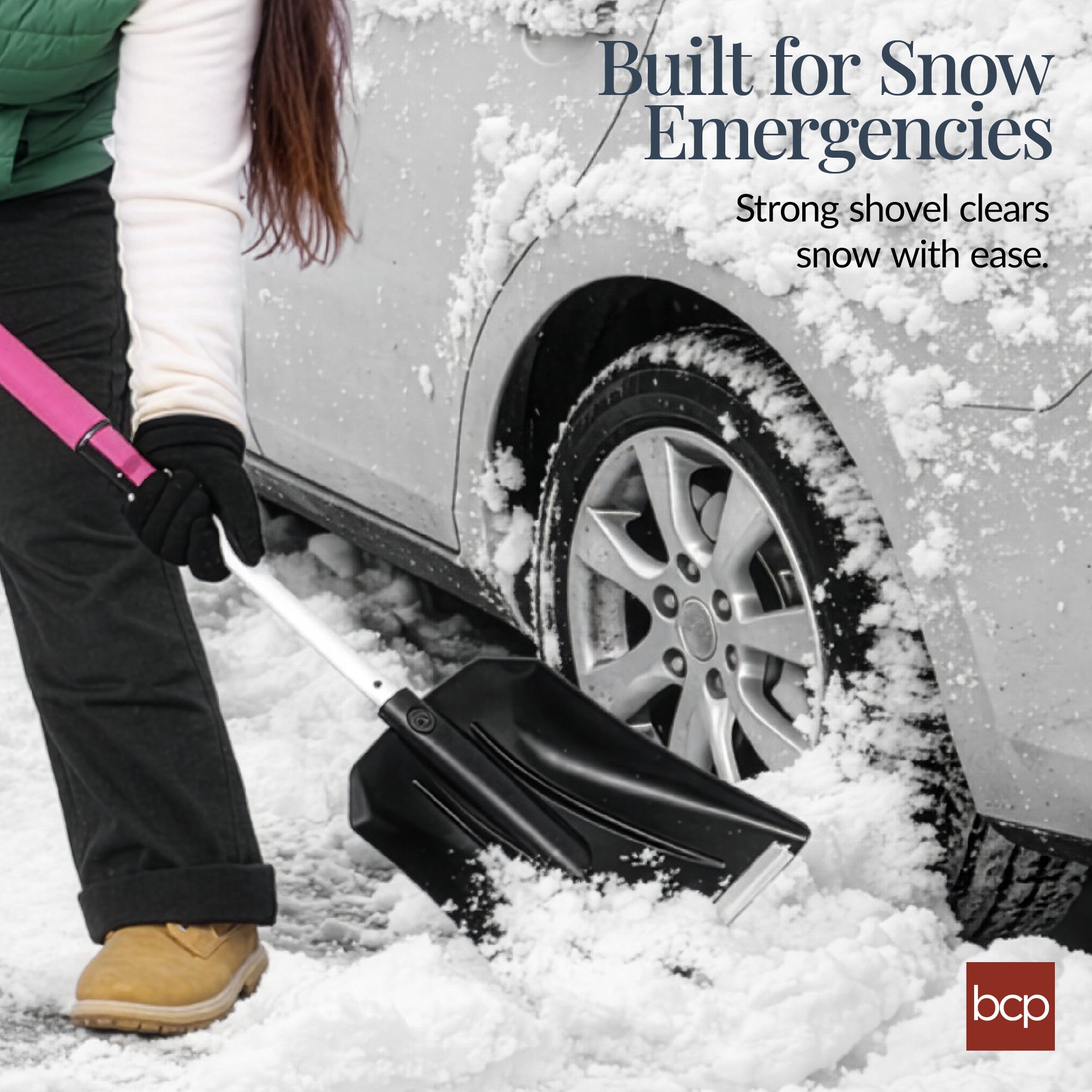 4 in 1 Snow Brush with Shovel Ice Scraper & Squeegee w/Storage Bag