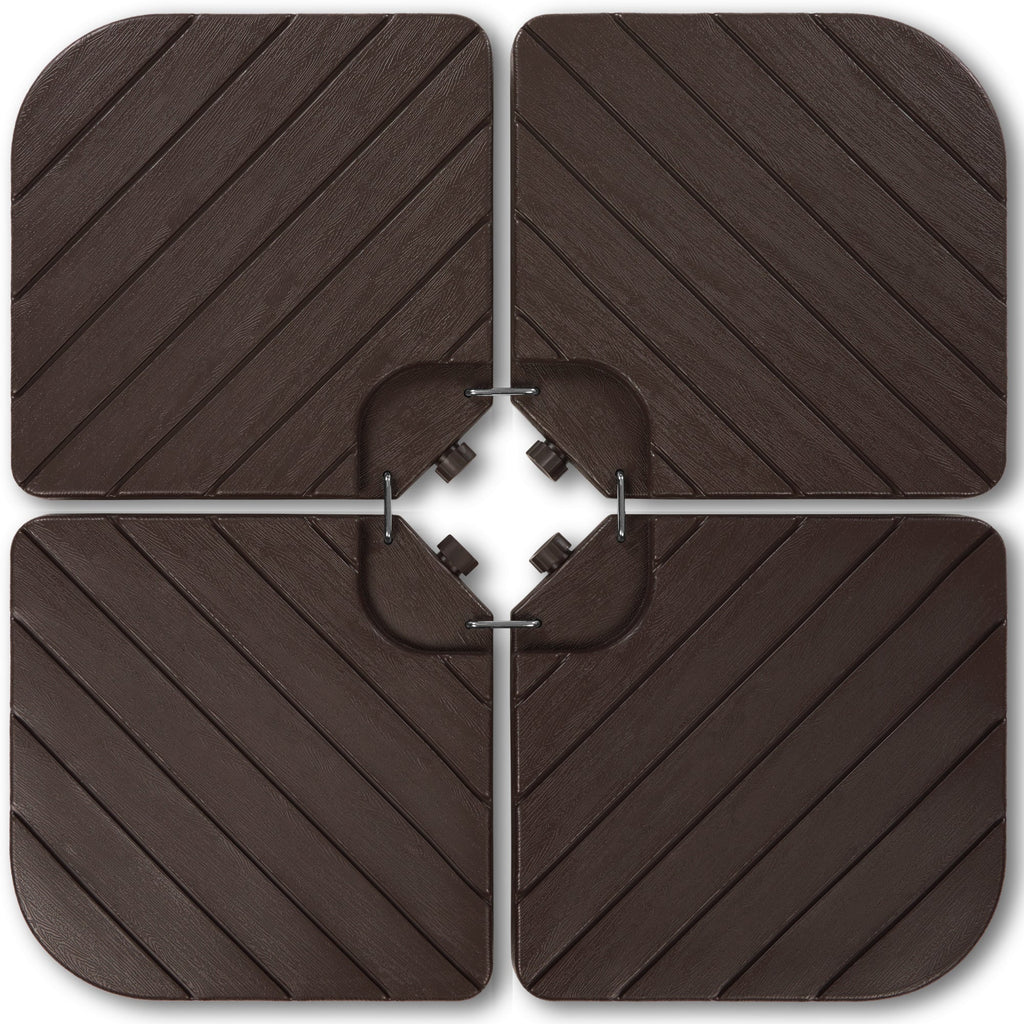 4-Piece Cantilever Umbrella Base Weight Set Wood Grain Finish
