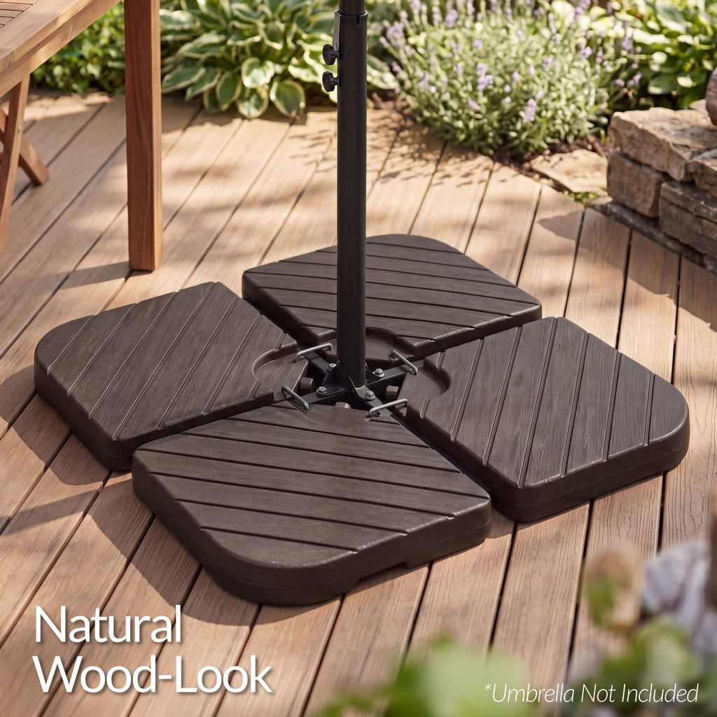 4-Piece Cantilever Umbrella Base Weight Set Wood Grain Finish