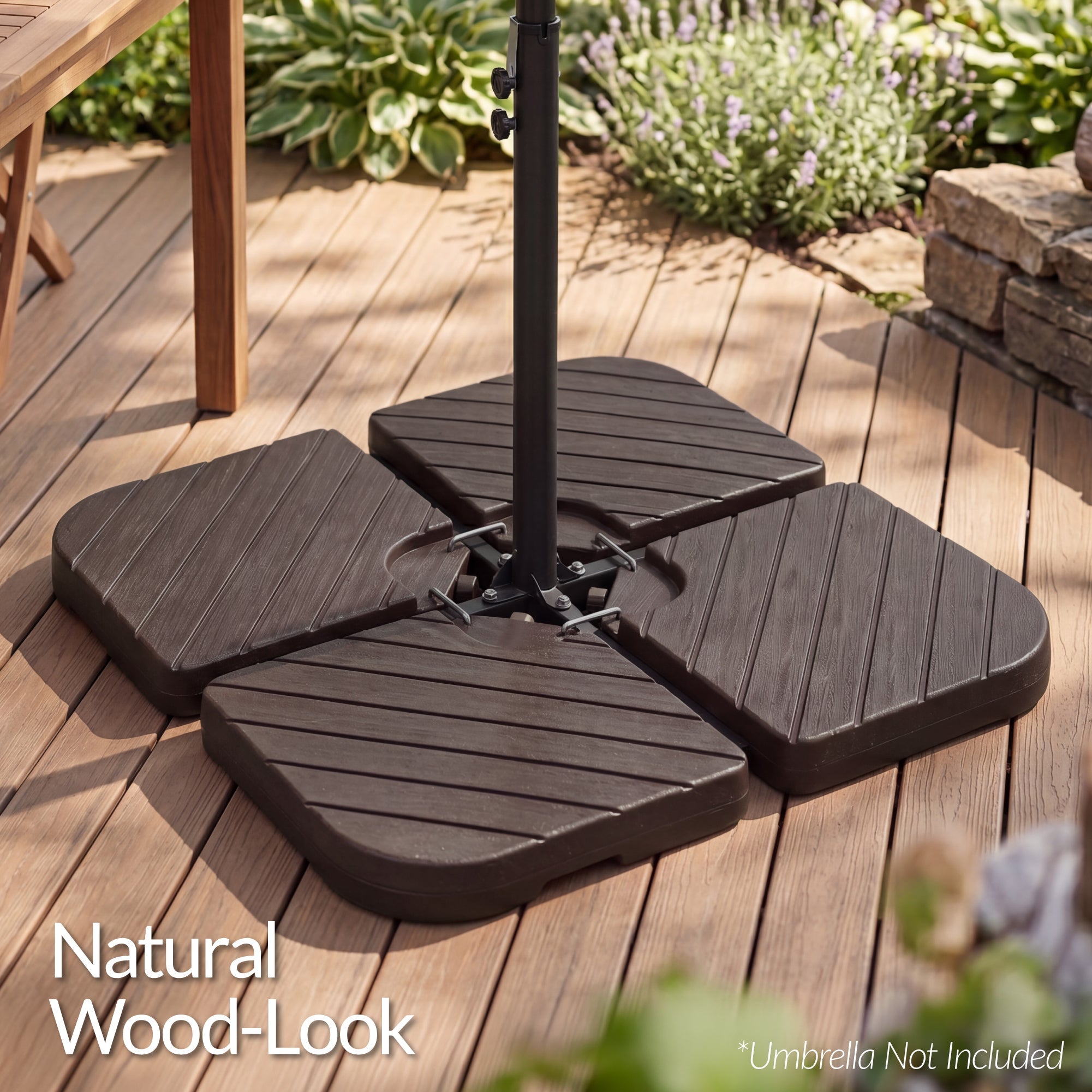 4-Piece Cantilever Umbrella Base Weight Set Wood Grain Finish