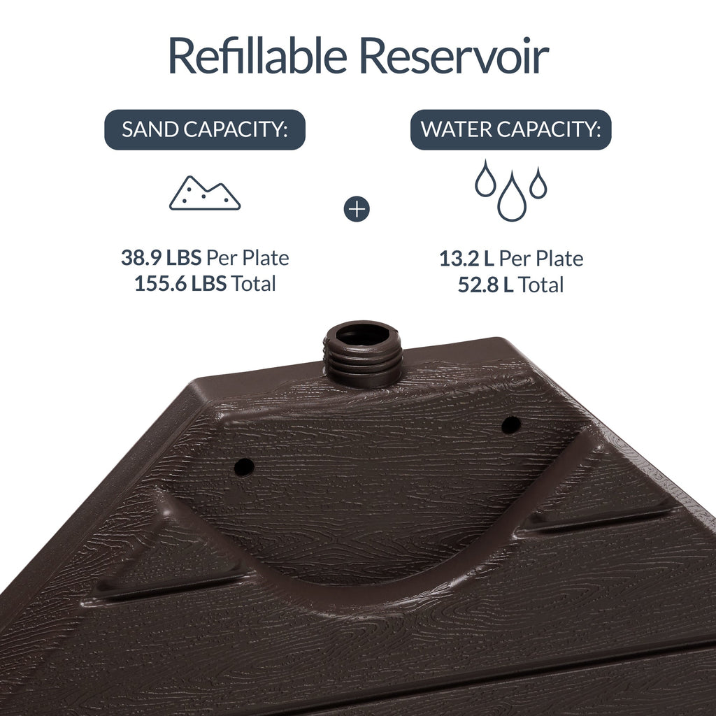 4-Piece Cantilever Umbrella Base Weight Set Wood Grain Finish