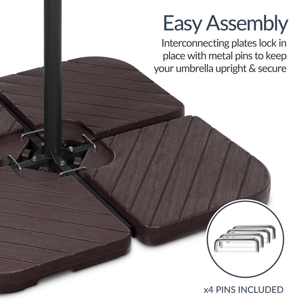 4-Piece Cantilever Umbrella Base Weight Set Wood Grain Finish