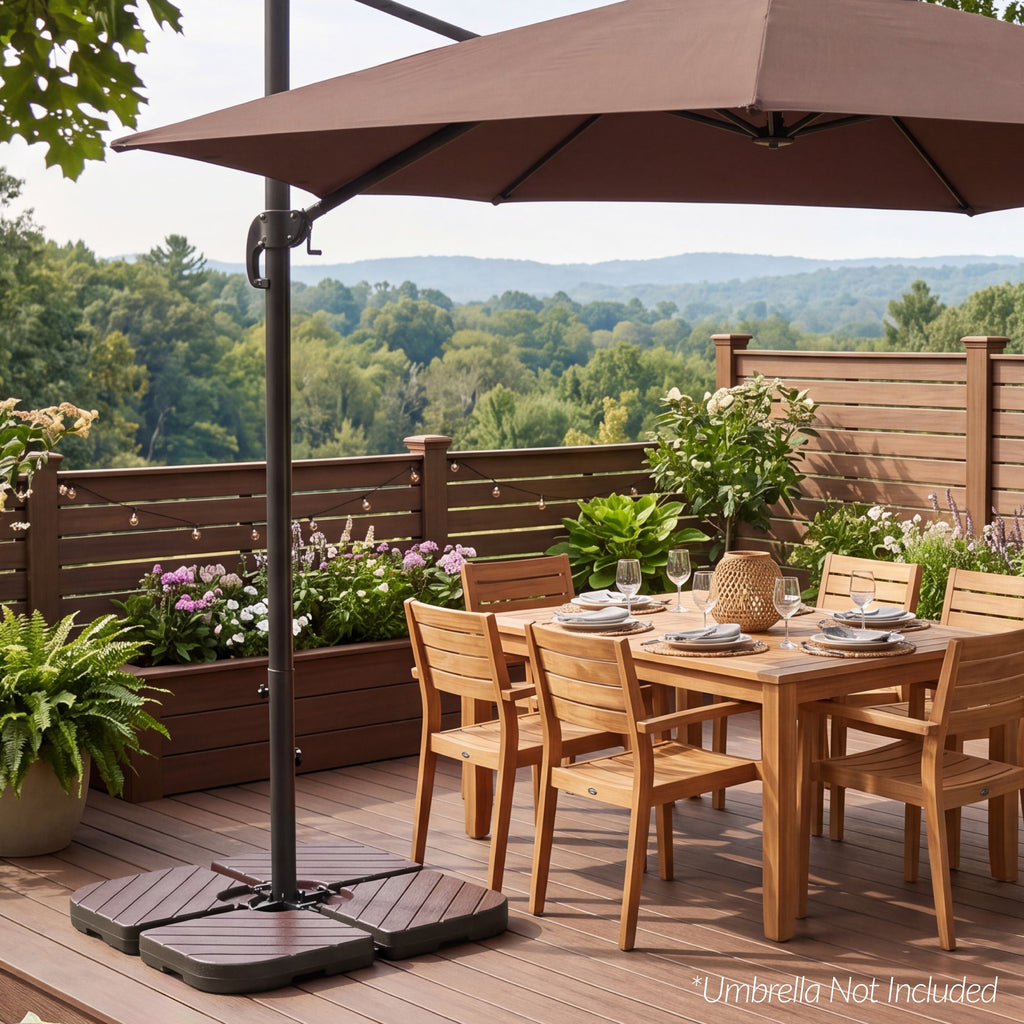4-Piece Cantilever Umbrella Base Weight Set Wood Grain Finish