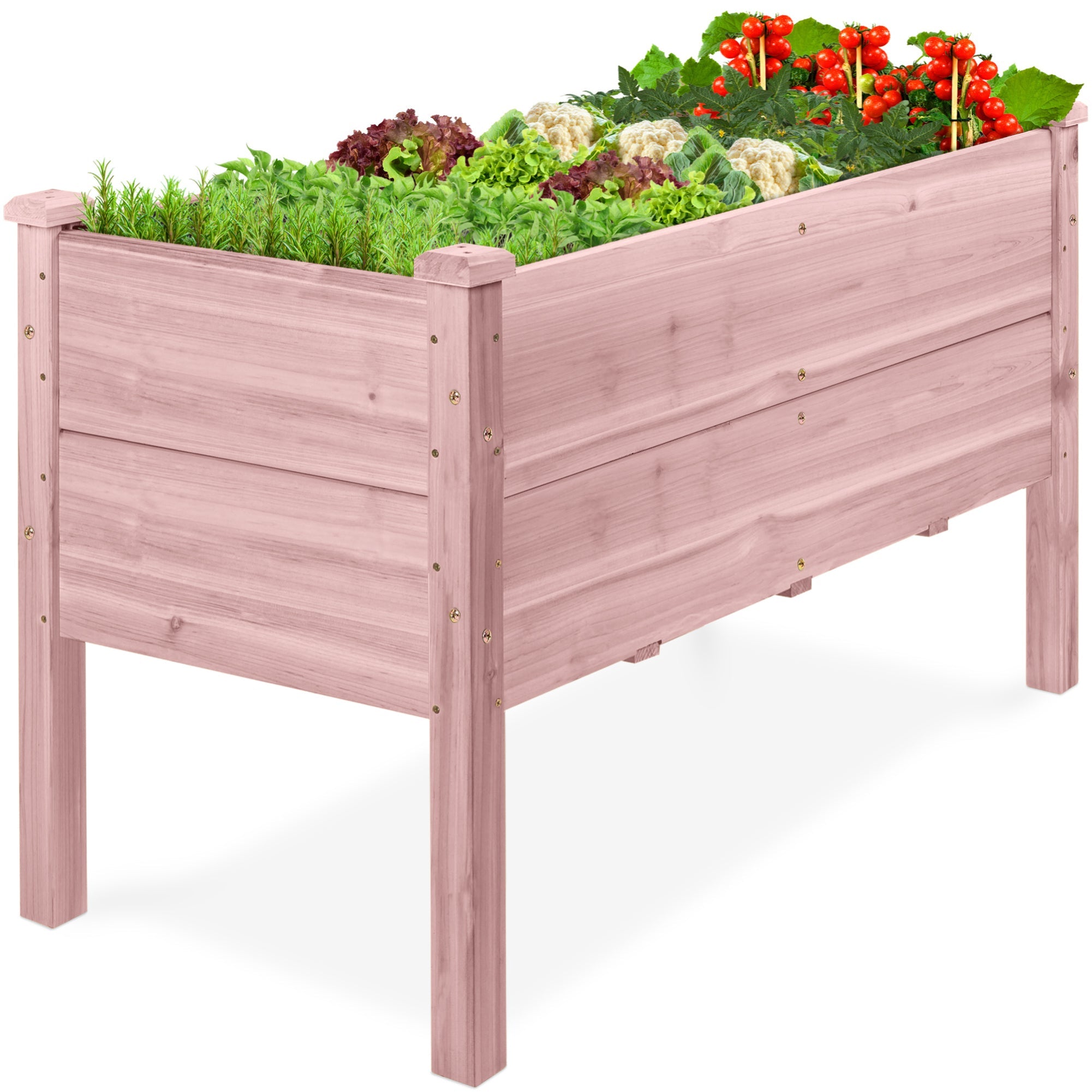 48\" x 24\" x 30\" Raised Wooden Garden Bed w/16\" Depth Elevated Wood Planter