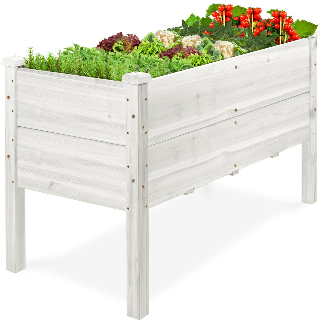 48\" x 24\" x 30\" Raised Wooden Garden Bed w/16\" Depth Elevated Wood Planter