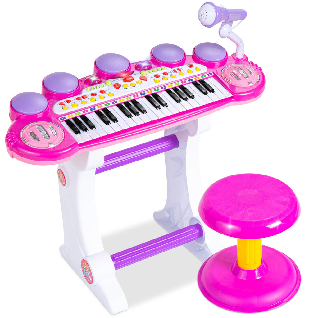 37-Key Kids Electric Keyboard w/ Microphone Stool