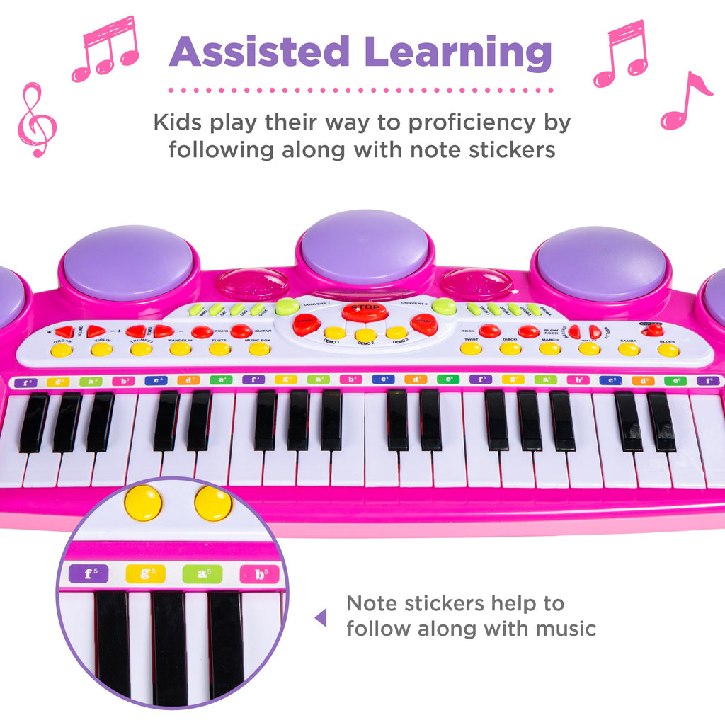 37-Key Kids Electric Keyboard w/ Microphone Stool