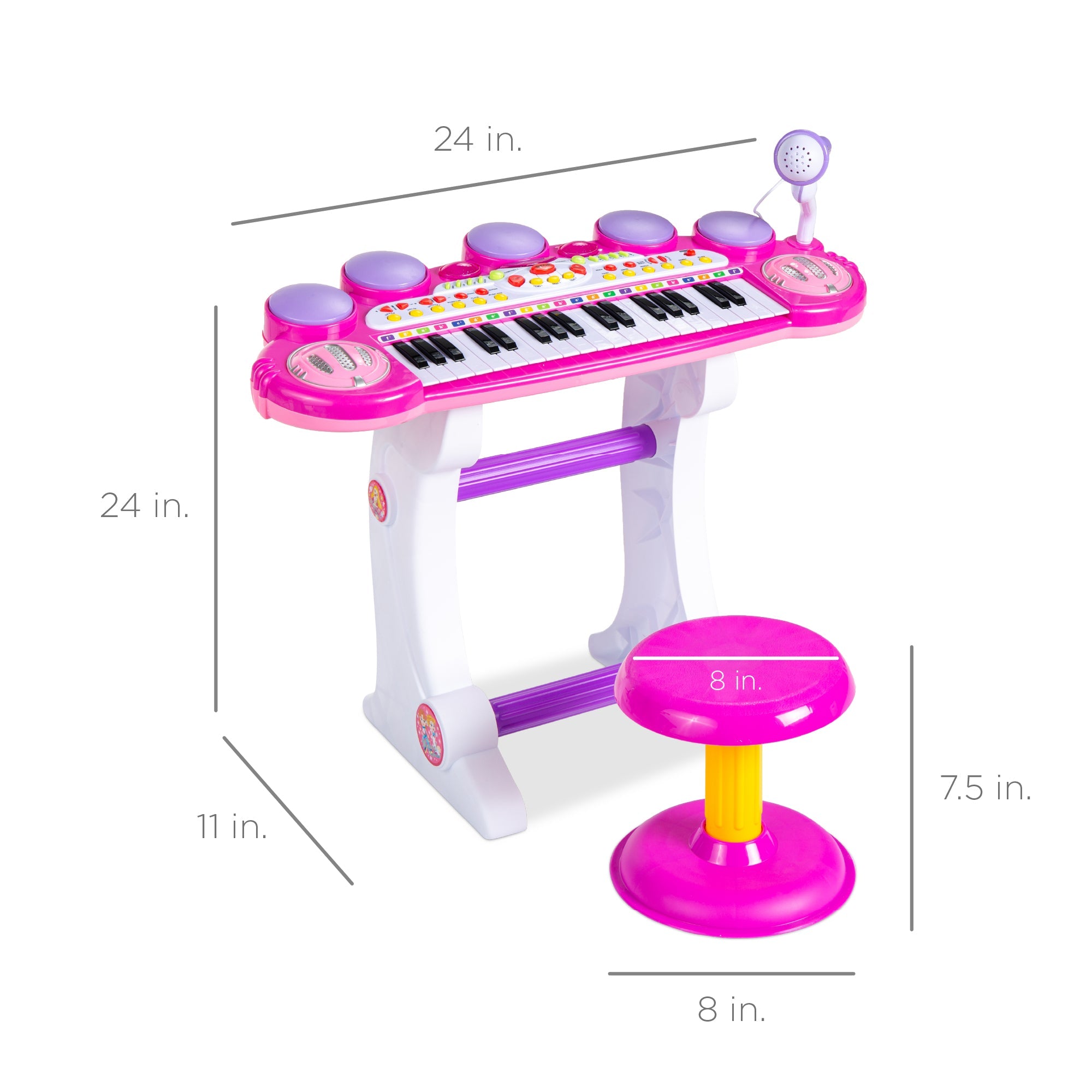 37-Key Kids Electric Keyboard w/ Microphone Stool
