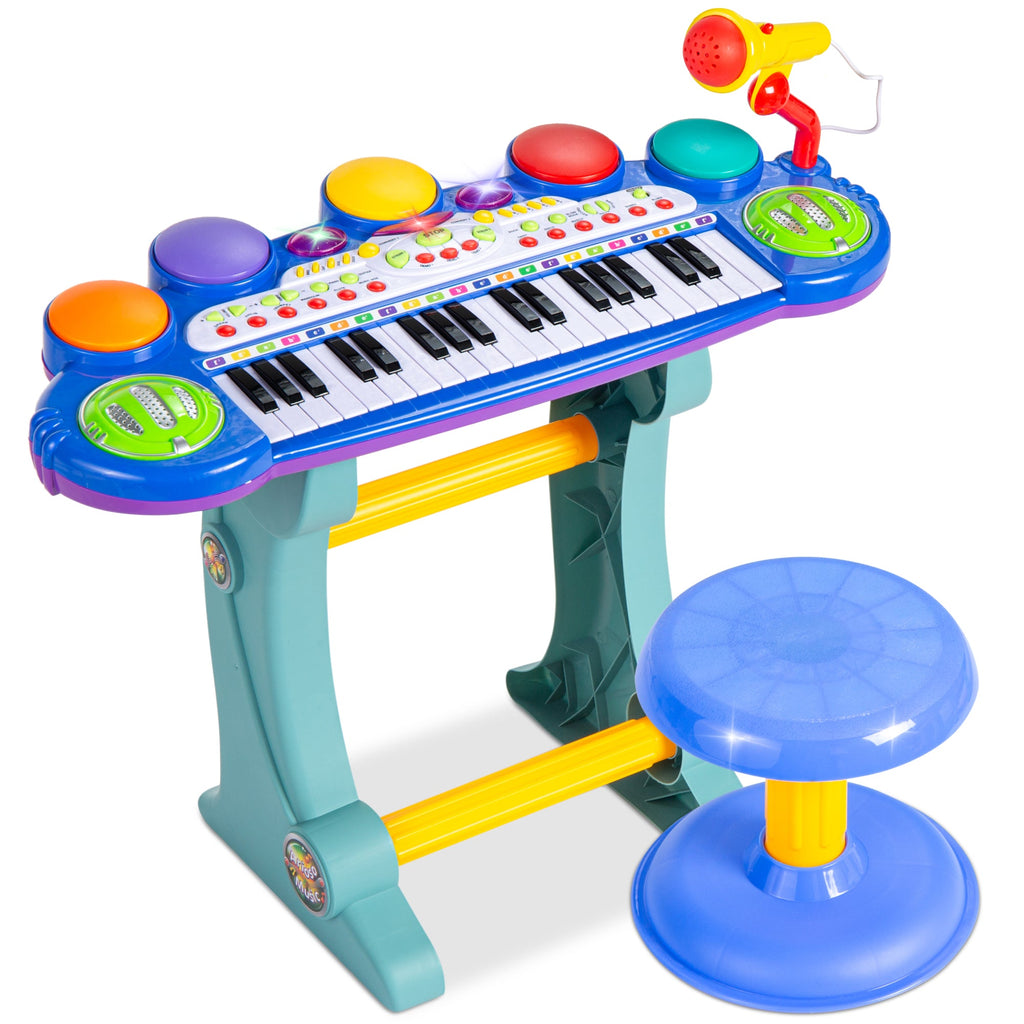 37-Key Kids Electric Keyboard w/ Microphone Stool