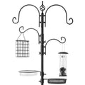 4-Hook Bird Feeding Station Steel Feeder Stand w/ 2 Bird Feeders - 91in