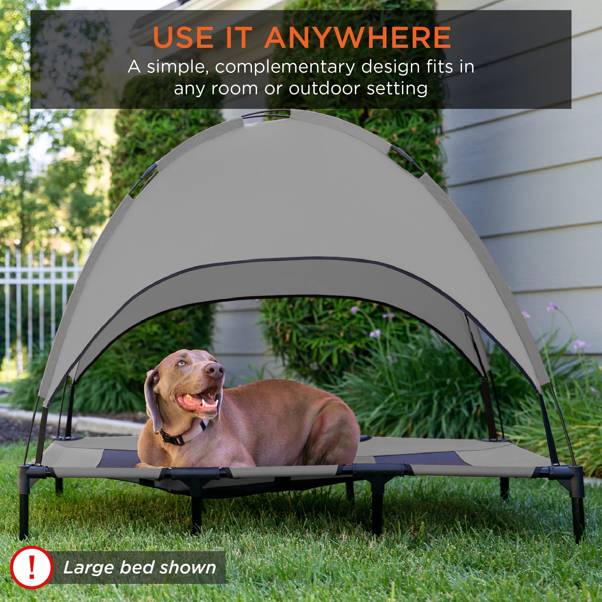 36in Outdoor Raised Cooling Pet Dog Bed w/ Canopy Travel Bag