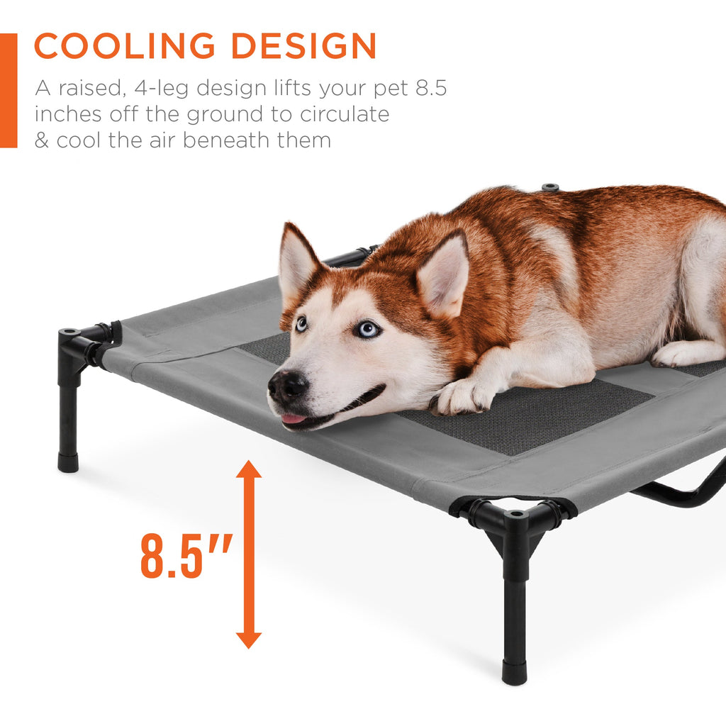 36in Outdoor Raised Cooling Pet Dog Bed w/ Canopy Travel Bag