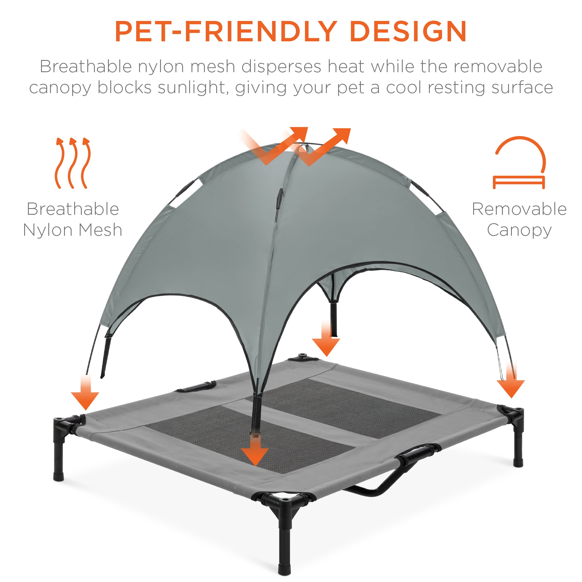 36in Outdoor Raised Cooling Pet Dog Bed w/ Canopy Travel Bag