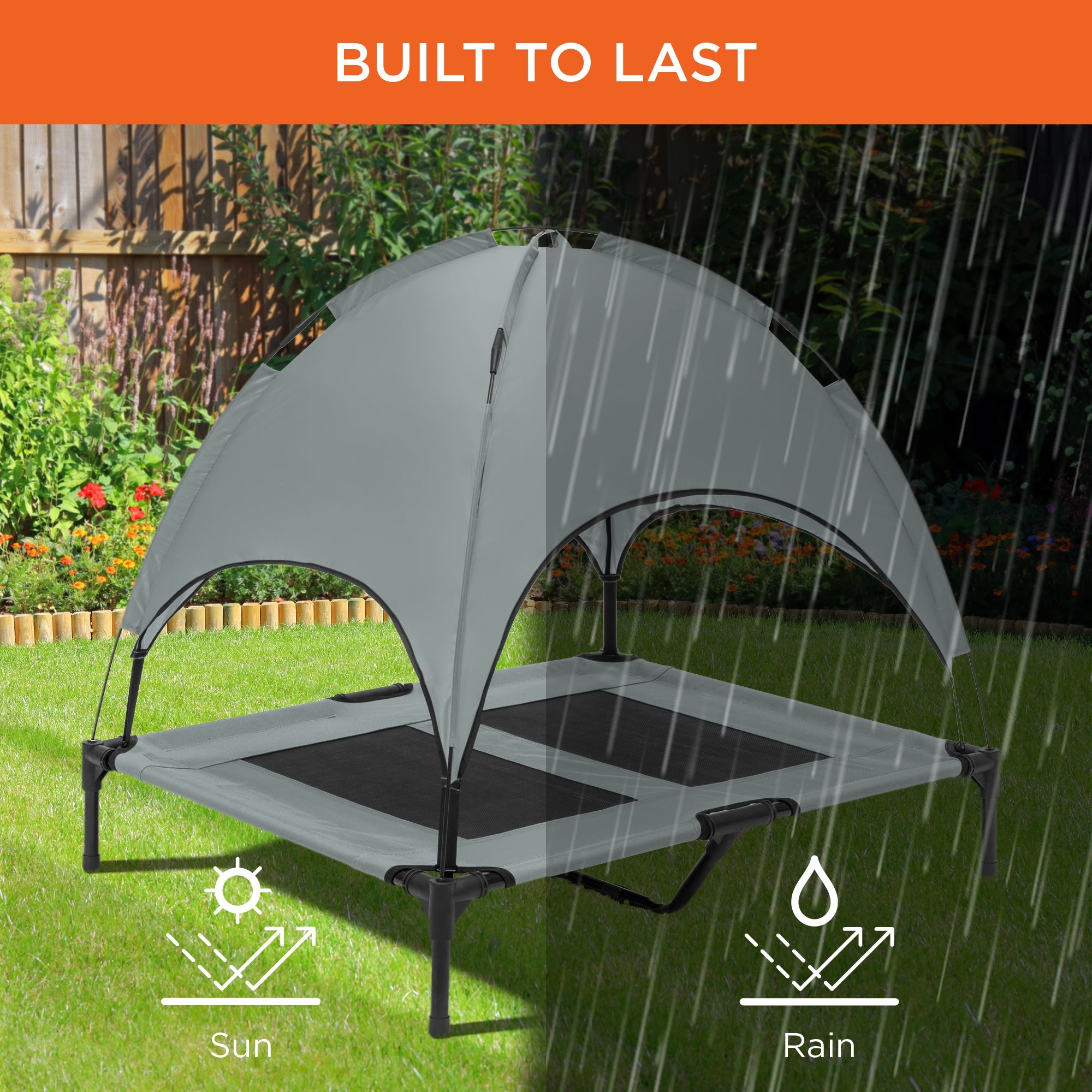 36in Outdoor Raised Cooling Pet Dog Bed w/ Canopy Travel Bag