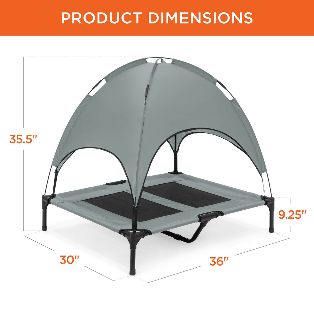 36in Outdoor Raised Cooling Pet Dog Bed w/ Canopy Travel Bag