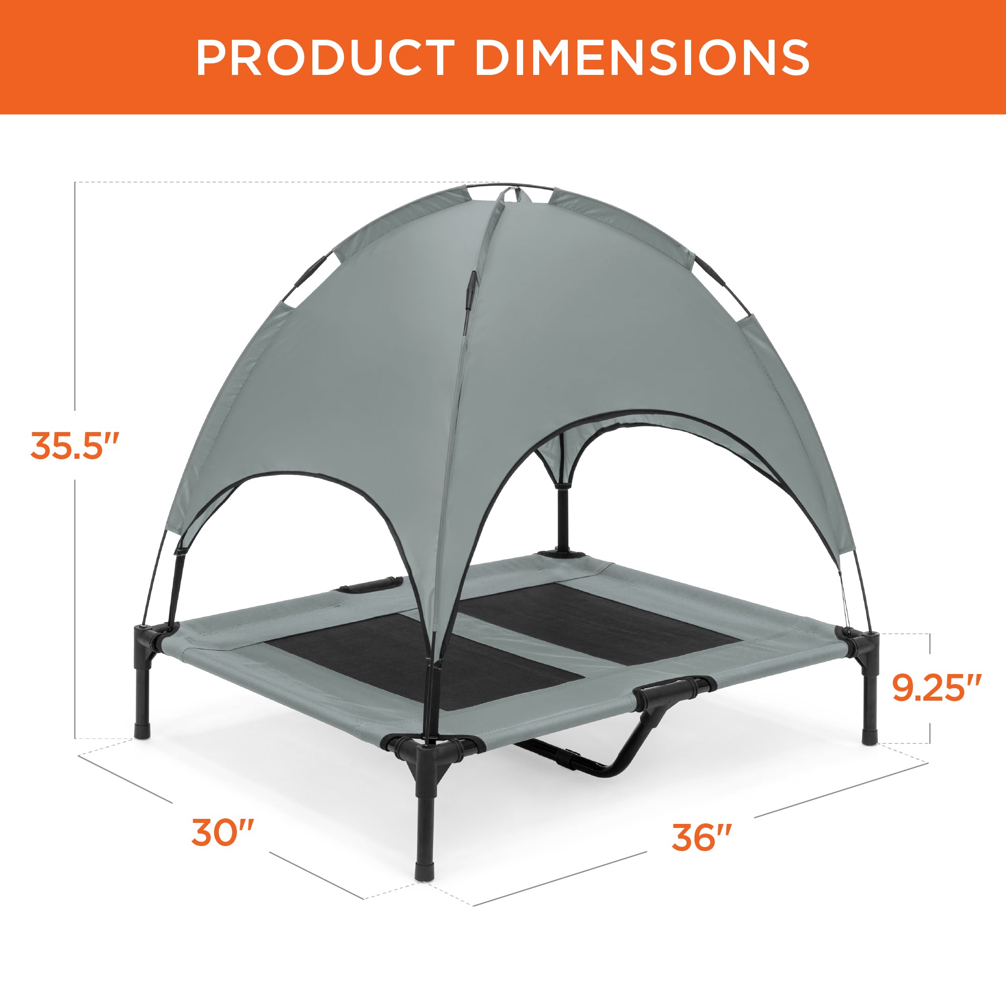 36in Outdoor Raised Cooling Pet Dog Bed w/ Canopy Travel Bag