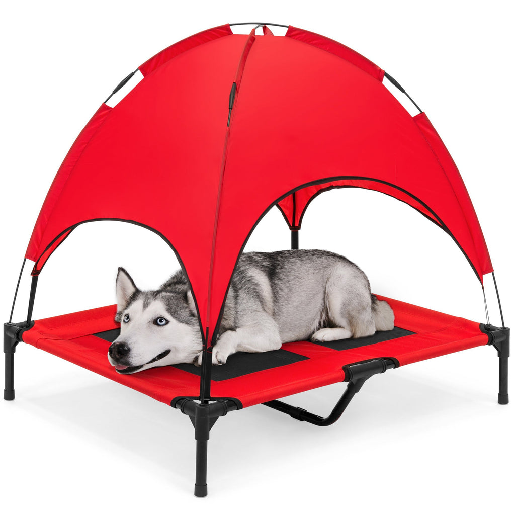36in Outdoor Raised Cooling Pet Dog Bed w/ Canopy Travel Bag