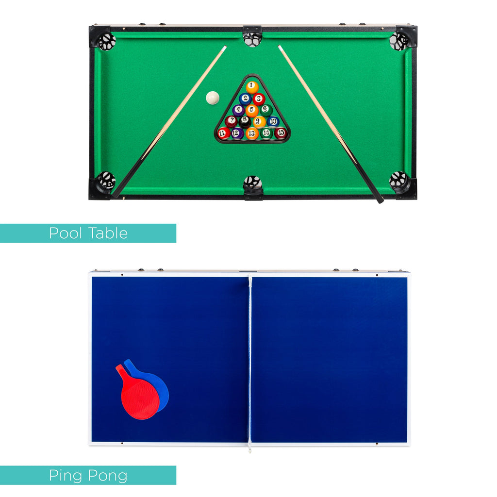 4-in-1 Multi Game Table Set w/ Air Hockey Table Tennis Billiards Foosball