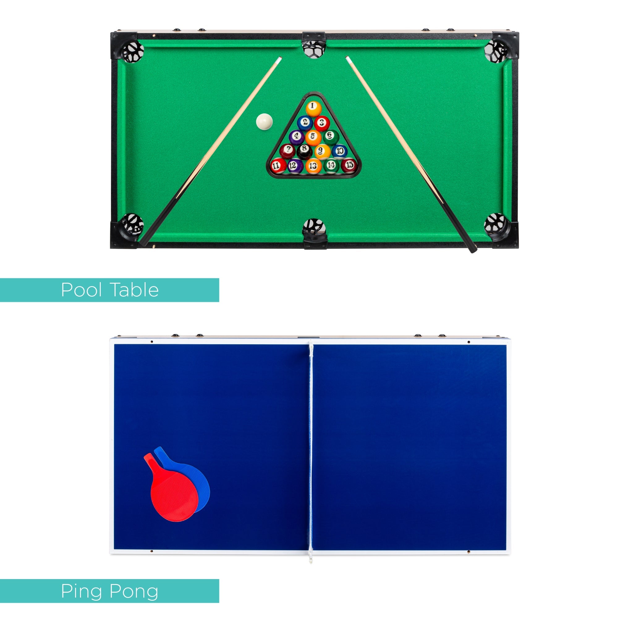 4-in-1 Multi Game Table Set w/ Air Hockey Table Tennis Billiards Foosball