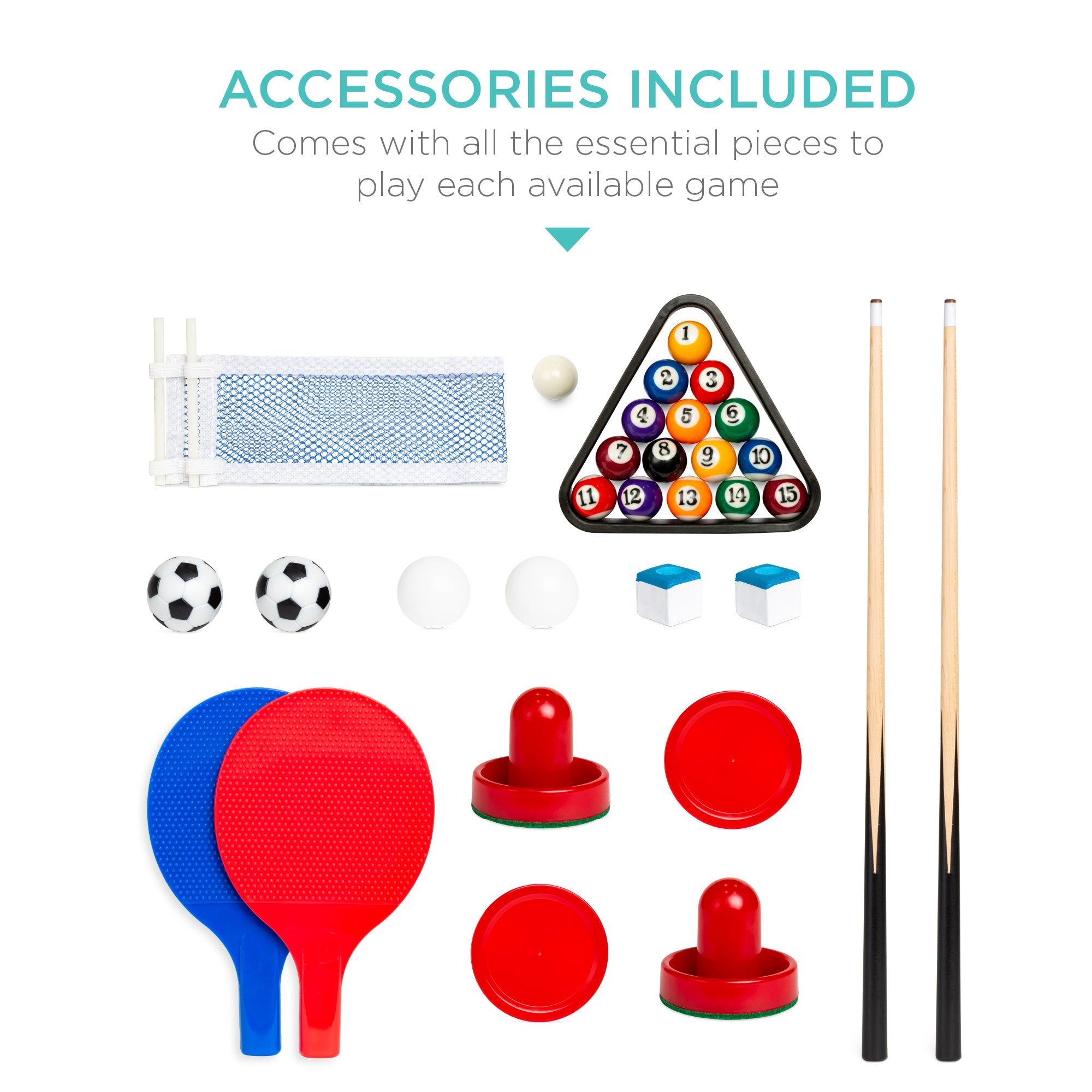 4-in-1 Multi Game Table Set w/ Air Hockey Table Tennis Billiards Foosball