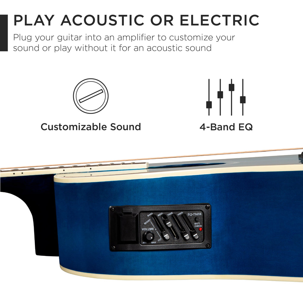 41in Beginner Acoustic Electric Cutaway Guitar Set w/ Case Strap