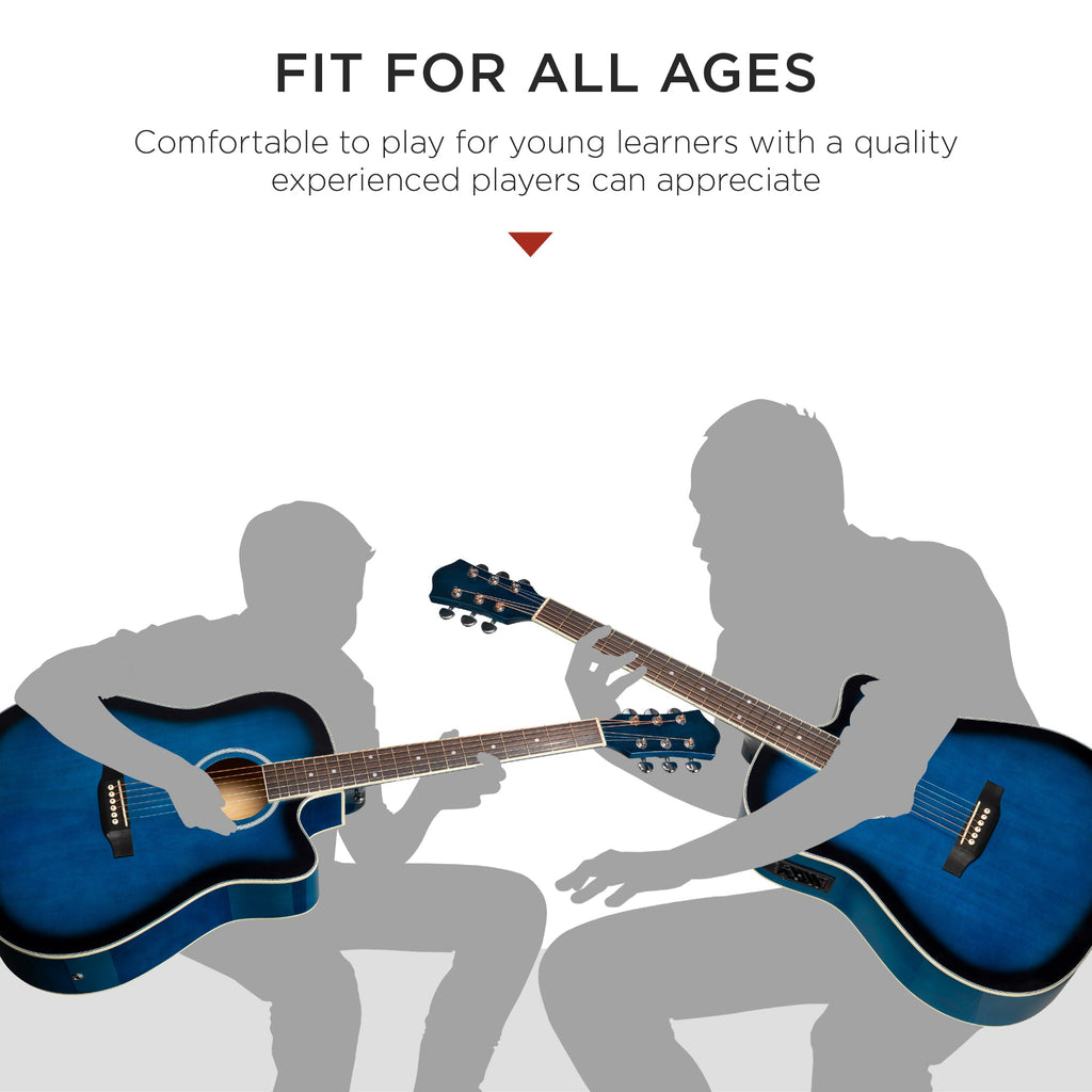 41in Beginner Acoustic Electric Cutaway Guitar Set w/ Case Strap