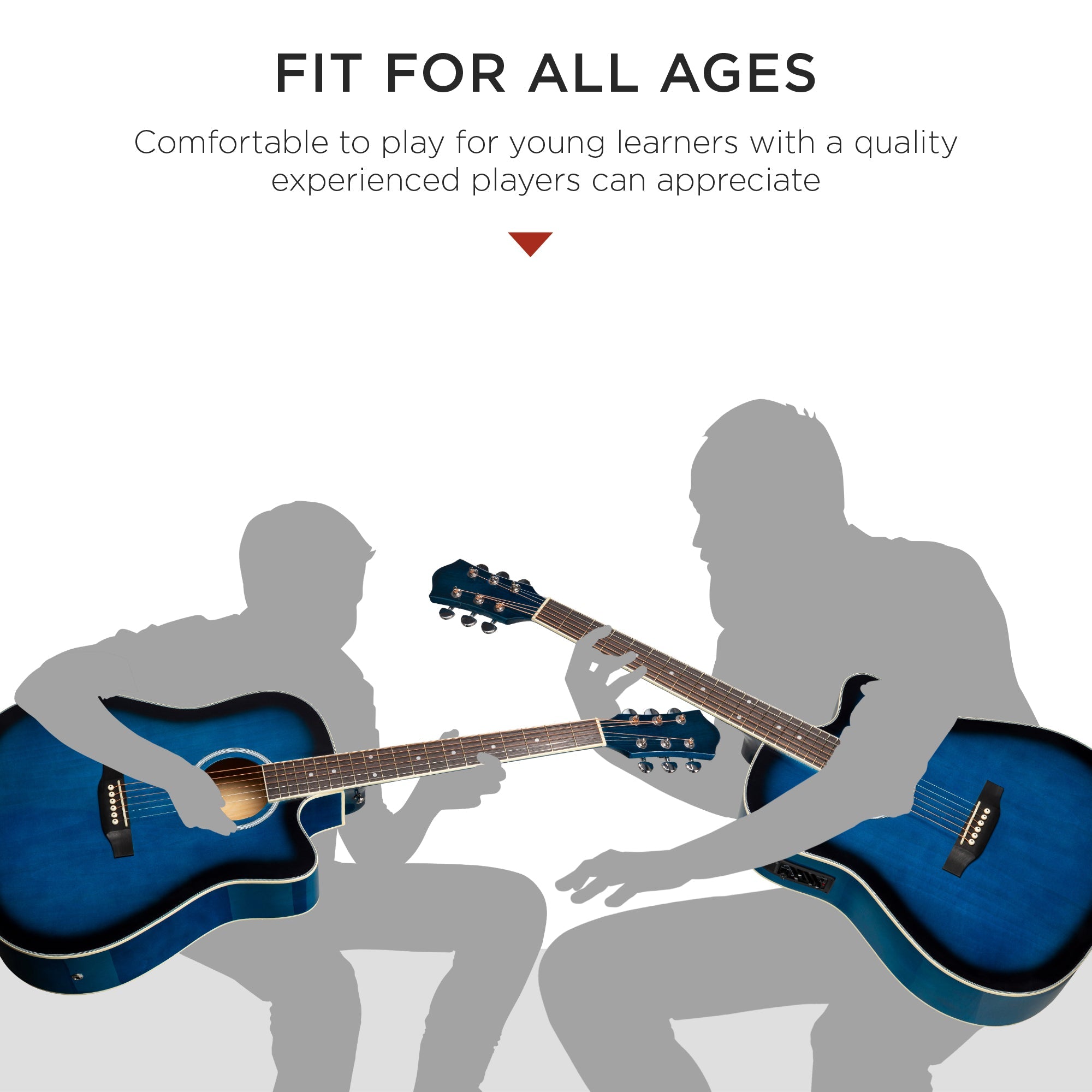 41in Beginner Acoustic Electric Cutaway Guitar Set w/ Case Strap