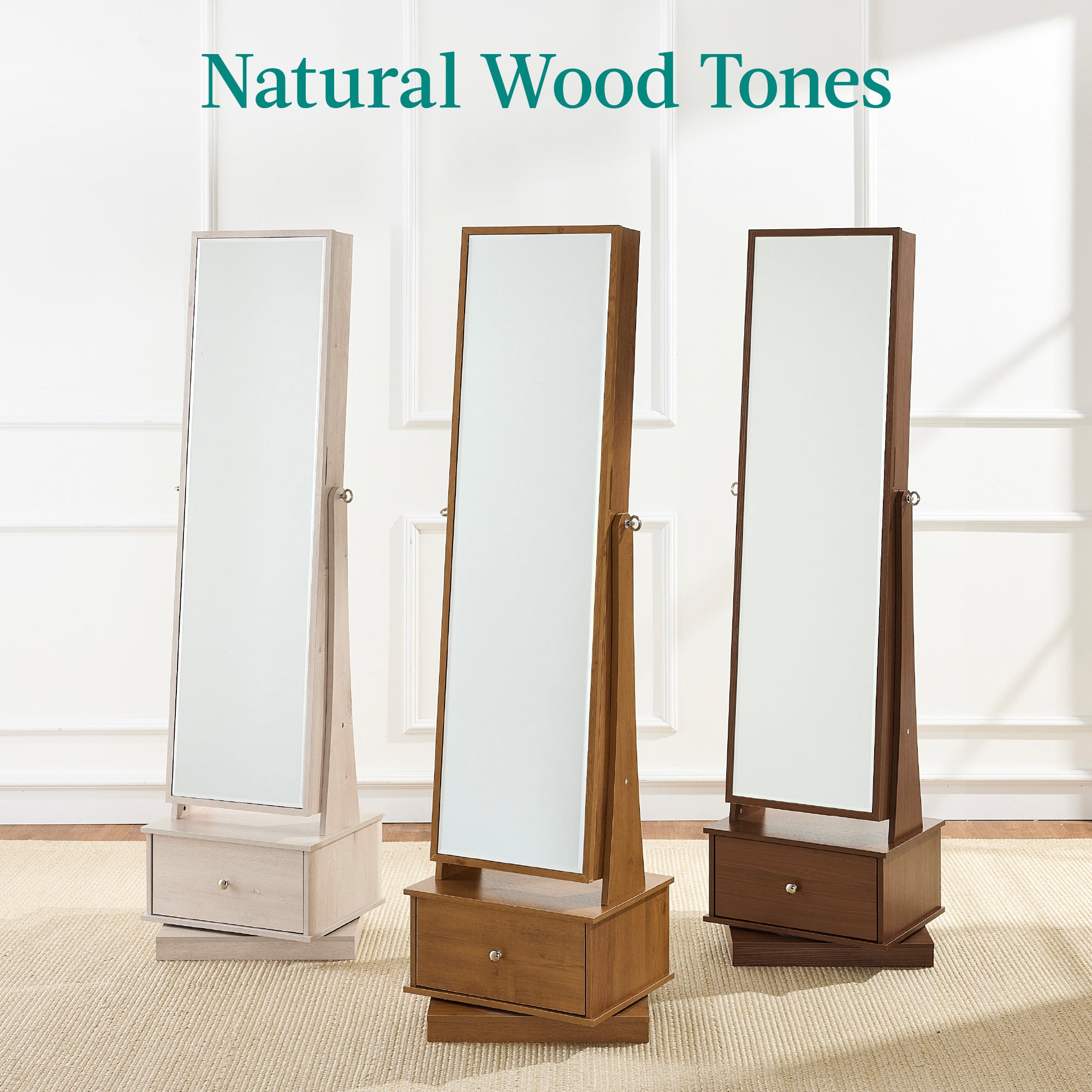 360 Swivel Mirrored Jewelry Cabinet Armoire w/ LED Lights Mirror