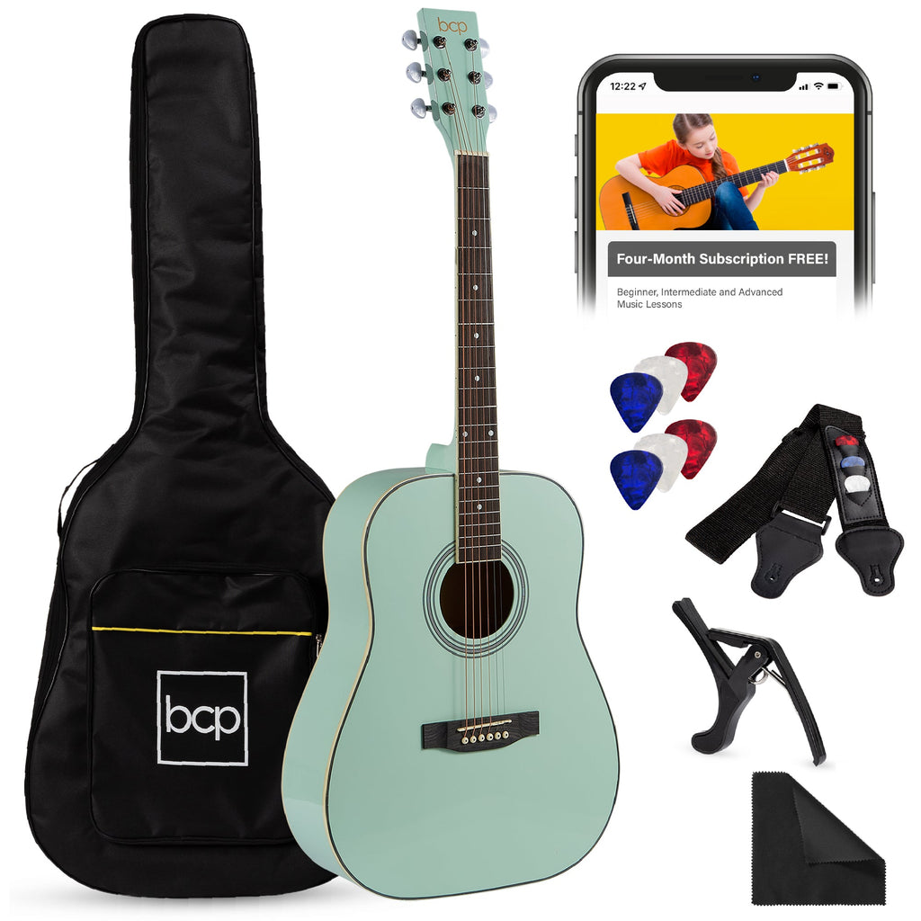 41in Acoustic Guitar Starter Kit w/ Digital Tuner Padded Case Picks Strap