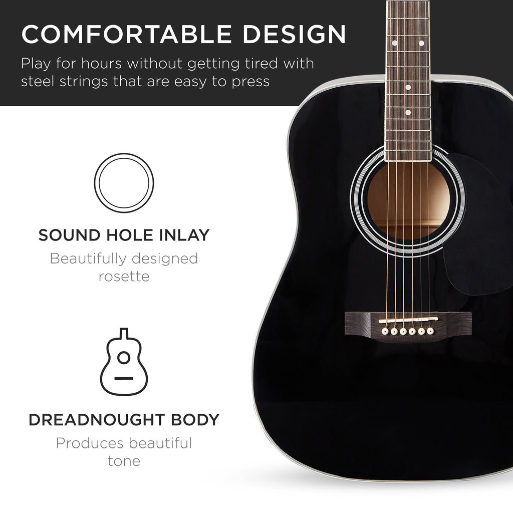 41in Acoustic Guitar Starter Kit w/ Digital Tuner Padded Case Picks Strap