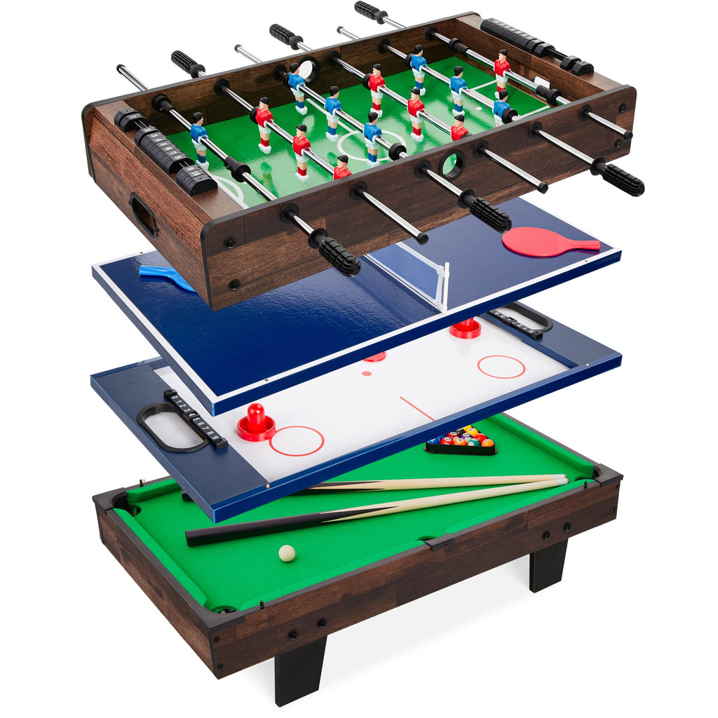 4-in-1 Multi Game Table Set w/ Air Hockey Table Tennis Billiards Foosball